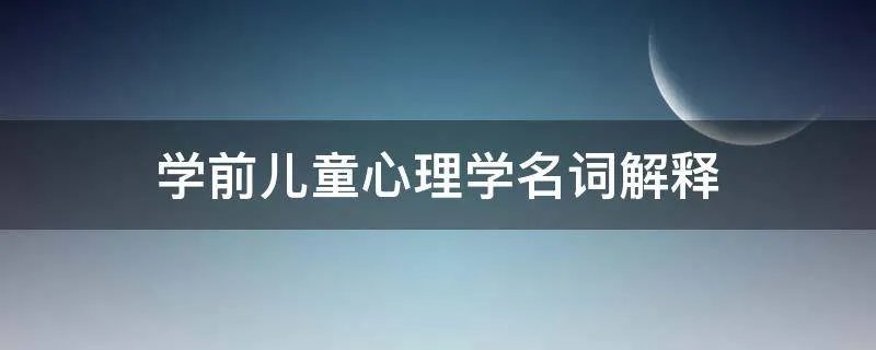 学前儿童心理学名词解释