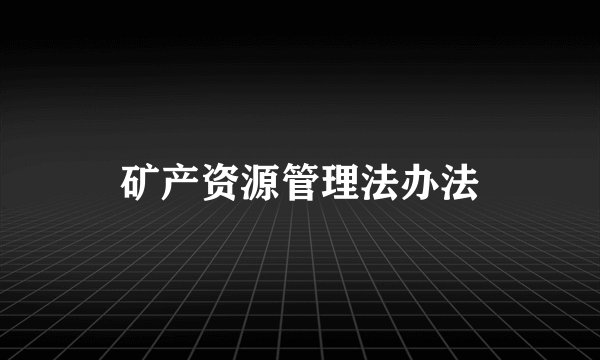 矿产资源管理法办法