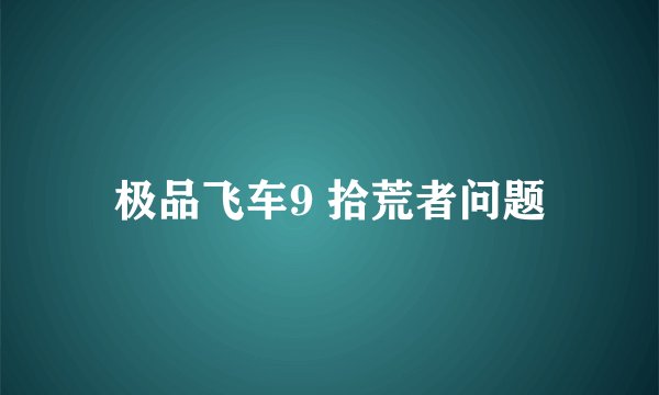 极品飞车9 拾荒者问题