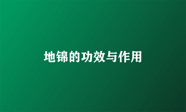 地锦的功效与作用