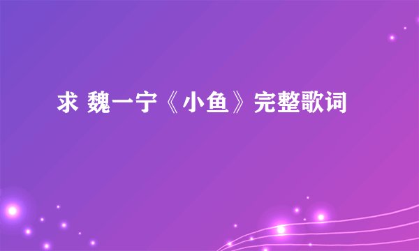 求 魏一宁《小鱼》完整歌词