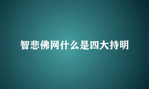 智悲佛网什么是四大持明
