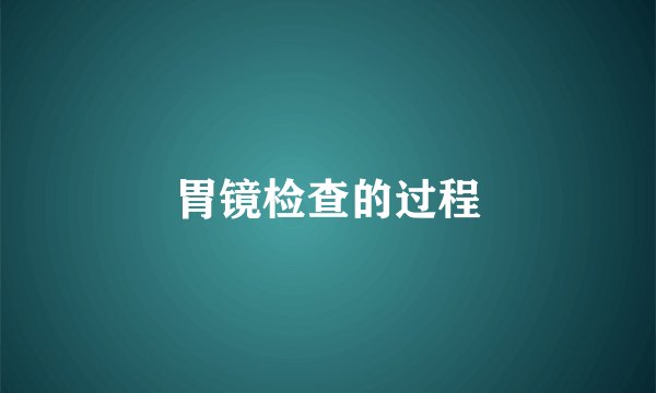 胃镜检查的过程