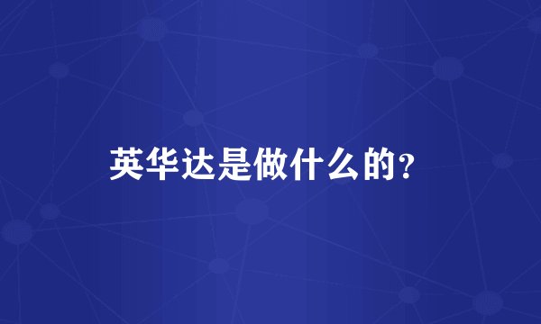 英华达是做什么的？