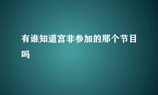 有谁知道宫非参加的那个节目吗