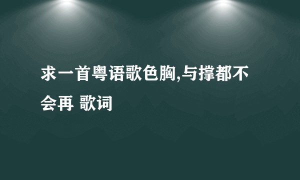 求一首粤语歌色胸,与撑都不会再 歌词