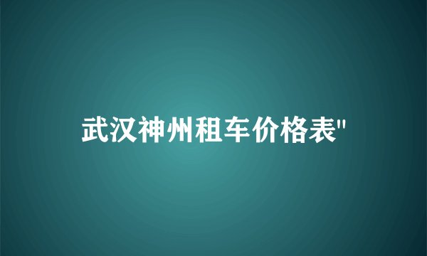 武汉神州租车价格表