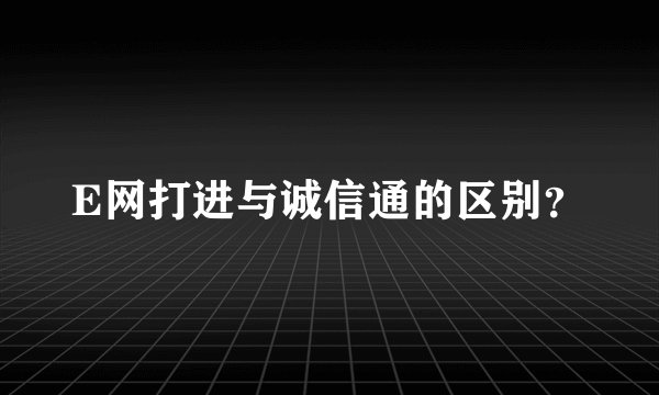 E网打进与诚信通的区别？