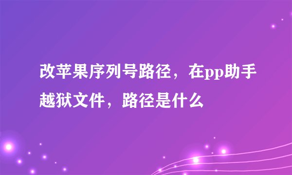 改苹果序列号路径，在pp助手越狱文件，路径是什么