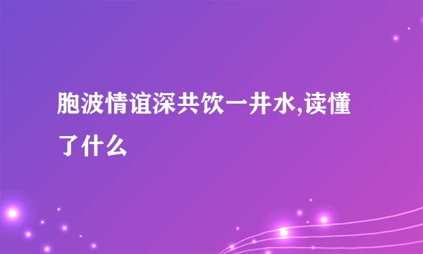 胞波情谊深共饮一井水,读懂了什么