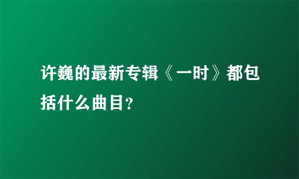 许巍的最新专辑《一时》都包括什么曲目？