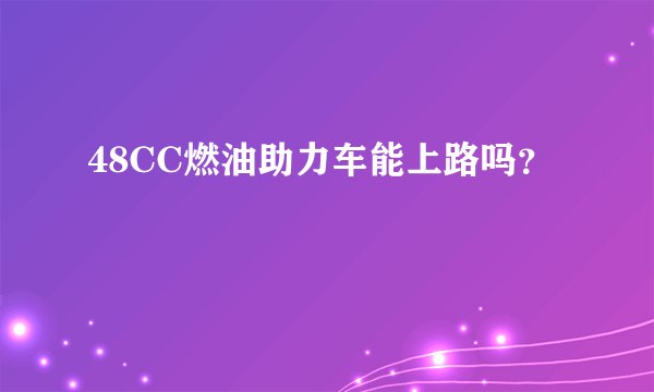 48CC燃油助力车能上路吗?