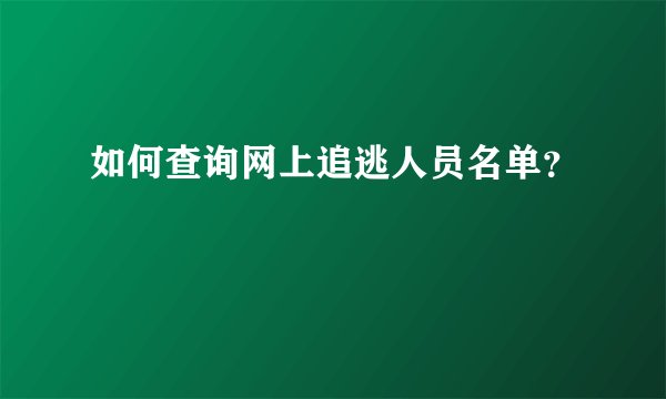 如何查询网上追逃人员名单？
