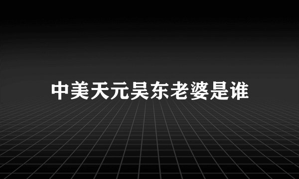 中美天元吴东老婆是谁