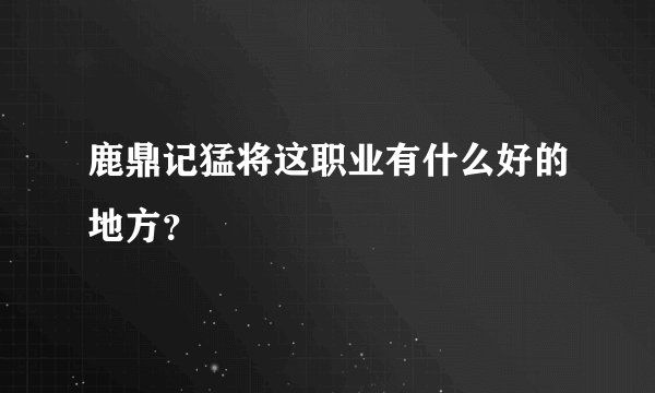 鹿鼎记猛将这职业有什么好的地方？