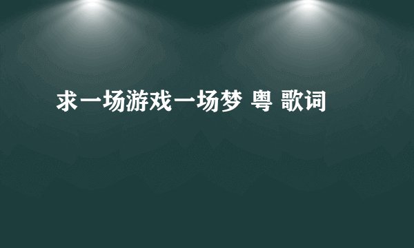 求一场游戏一场梦 粤 歌词