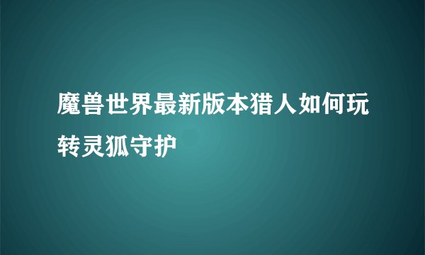 魔兽世界最新版本猎人如何玩转灵狐守护