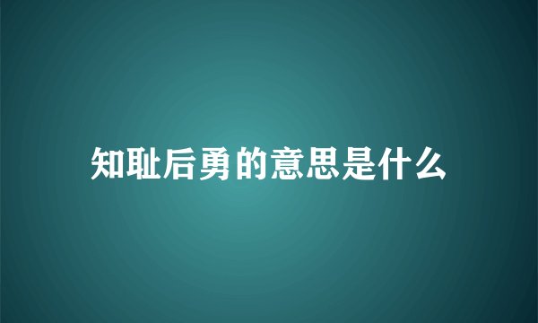 知耻后勇的意思是什么