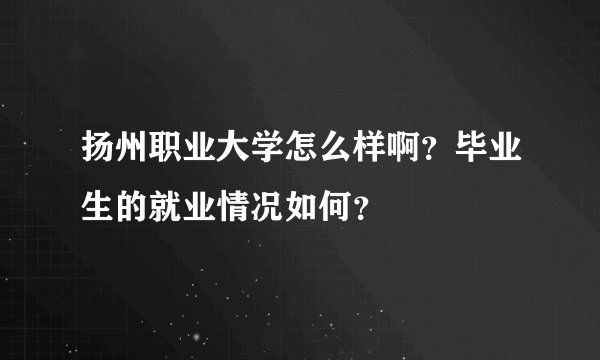 扬州职业大学怎么样啊？毕业生的就业情况如何？