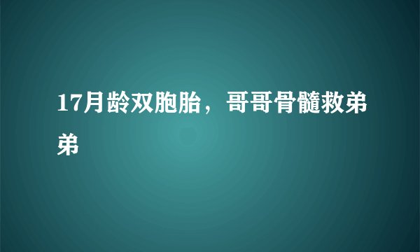 17月龄双胞胎，哥哥骨髓救弟弟