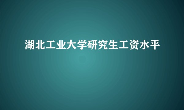 湖北工业大学研究生工资水平