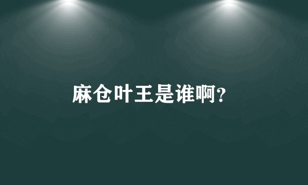 麻仓叶王是谁啊？