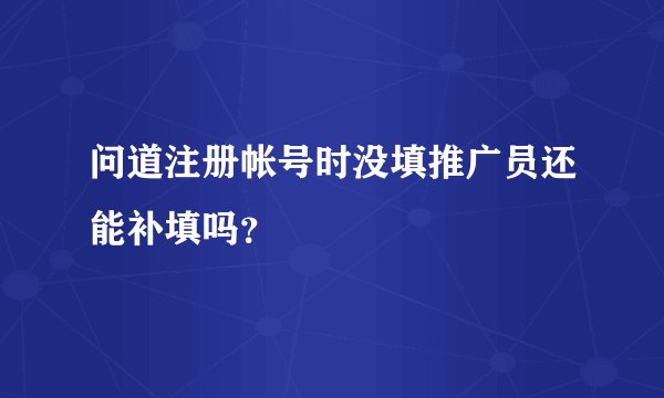 问道注册帐号时没填推广员还能补填吗？