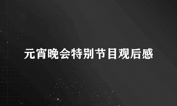 元宵晚会特别节目观后感