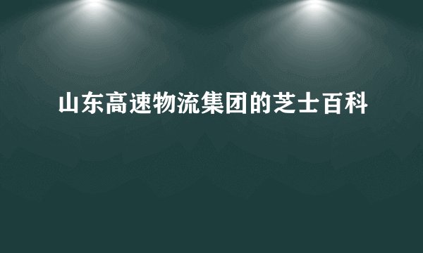 山东高速物流集团的芝士百科