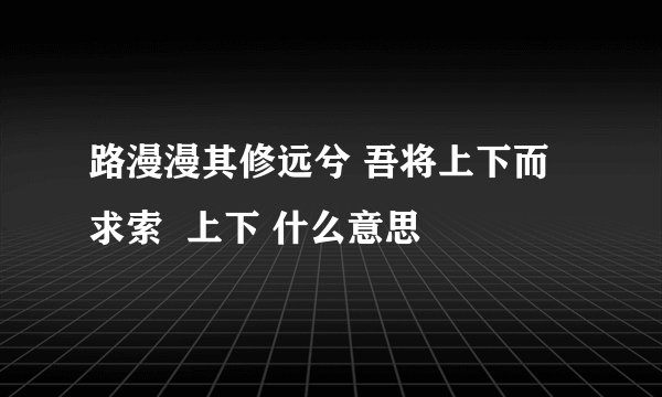 路漫漫其修远兮 吾将上下而求索  上下 什么意思