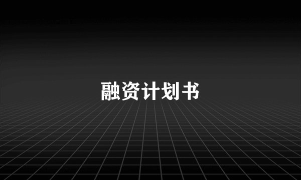 融资计划书