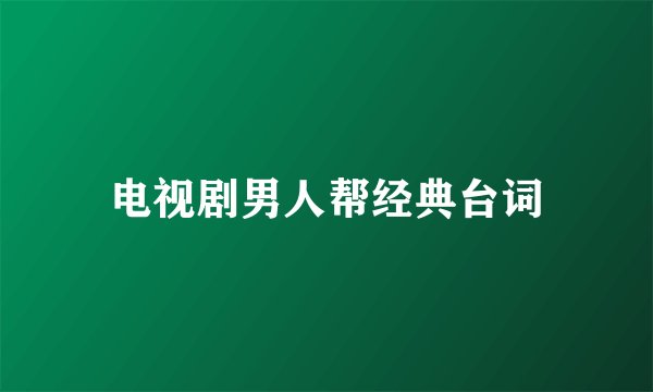电视剧男人帮经典台词