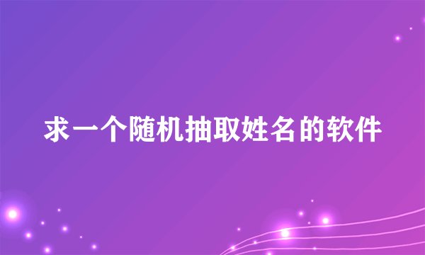 求一个随机抽取姓名的软件