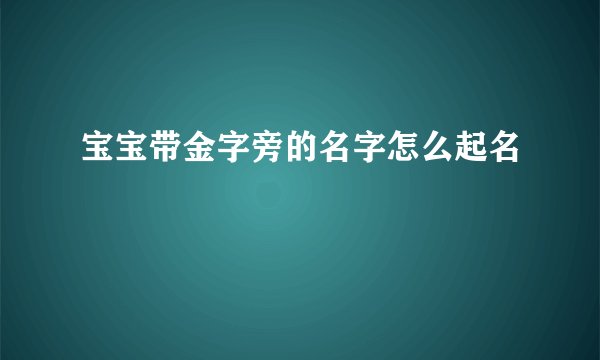 宝宝带金字旁的名字怎么起名
