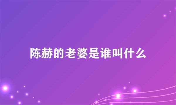 陈赫的老婆是谁叫什么