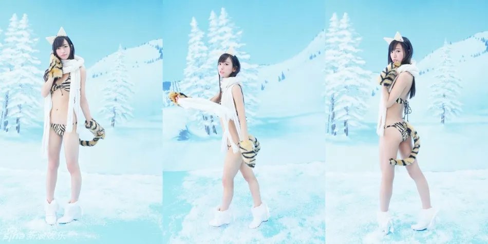 组图：日本正妹制服诱惑 扮性感小老虎纤腰翘臀