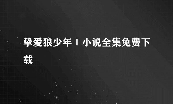 挚爱狼少年Ⅰ小说全集免费下载