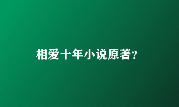 相爱十年小说原著？