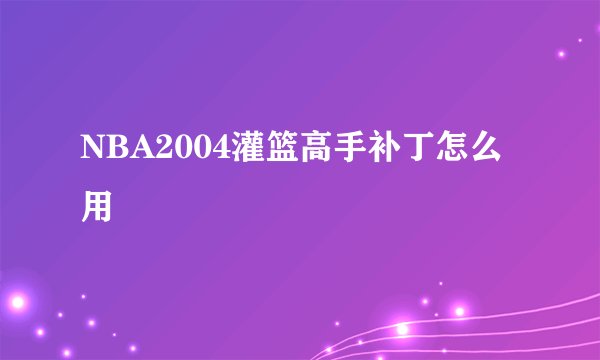 NBA2004灌篮高手补丁怎么用
