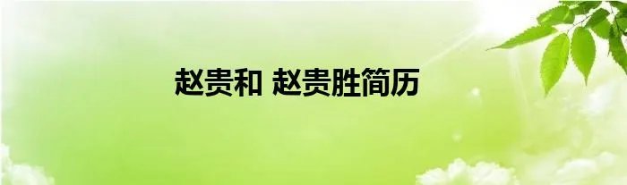 赵贵和 赵贵胜简历