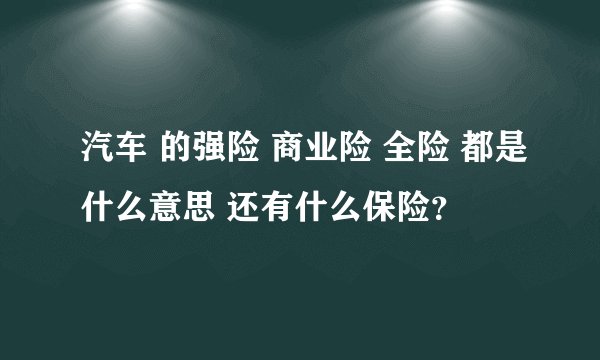 汽车 的强险 商业险 全险 都是什么意思 还有什么保险？