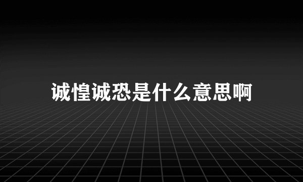 诚惶诚恐是什么意思啊