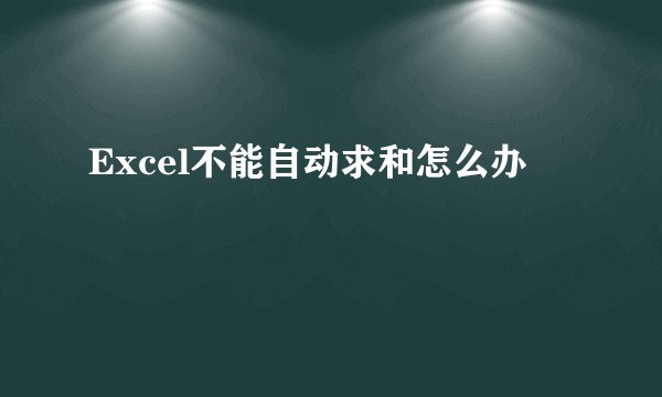Excel不能自动求和怎么办