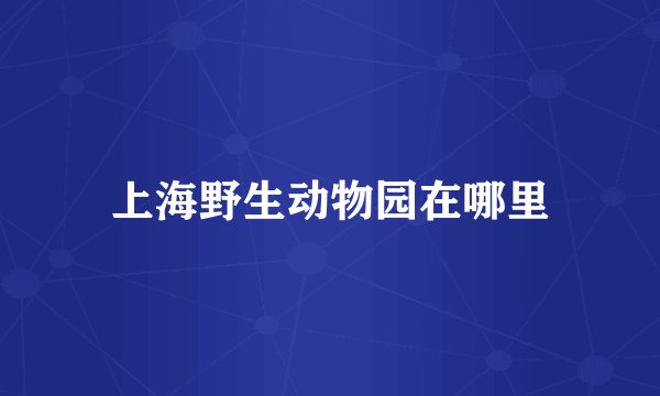 上海野生动物园在哪里