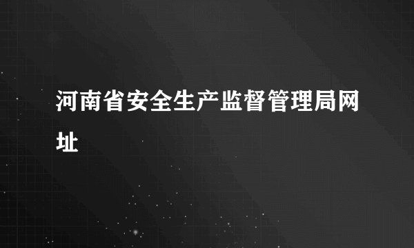河南省安全生产监督管理局网址