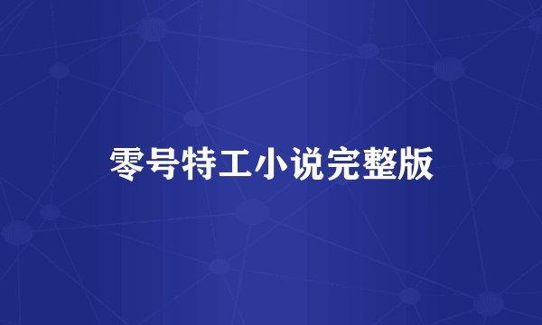 零号特工小说完整版