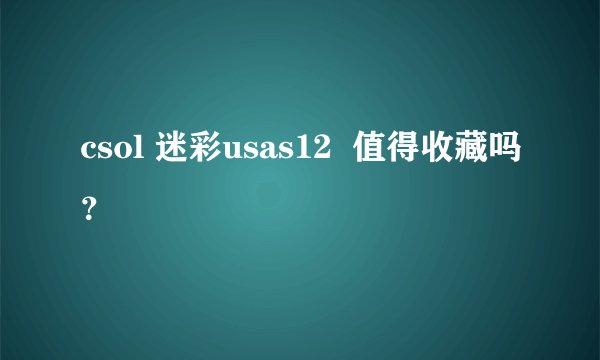 csol 迷彩usas12  值得收藏吗？