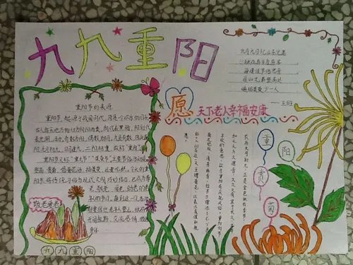 重阳节简单又漂亮的手抄报设计图片