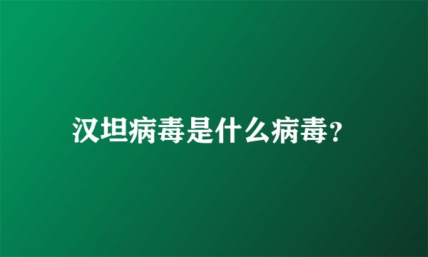汉坦病毒是什么病毒？