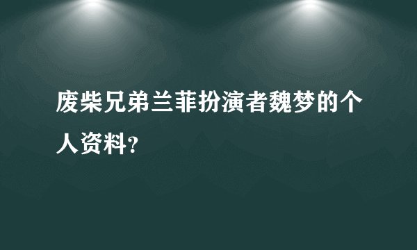 废柴兄弟兰菲扮演者魏梦的个人资料？